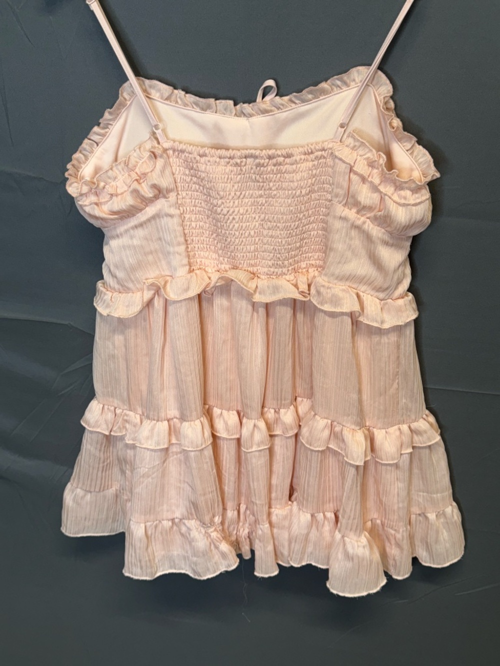 Wild Fable Pink Tiered Ruffle Cami Top Large Coquette Boho Peplum Sleeveless - Picture 4 of 9